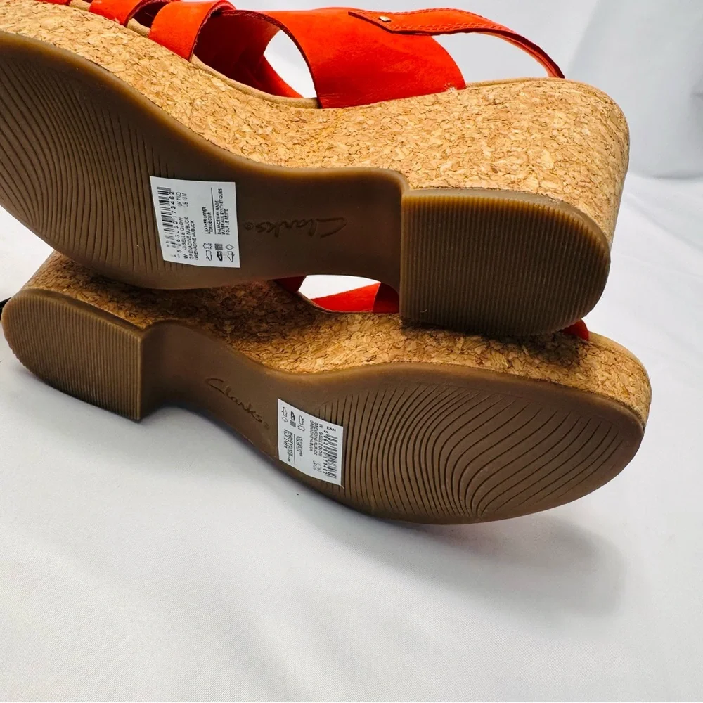 Clarks Giselle Glow Woven Grenadine Nubuck Leather‎ Wedge Sandals Size 10M